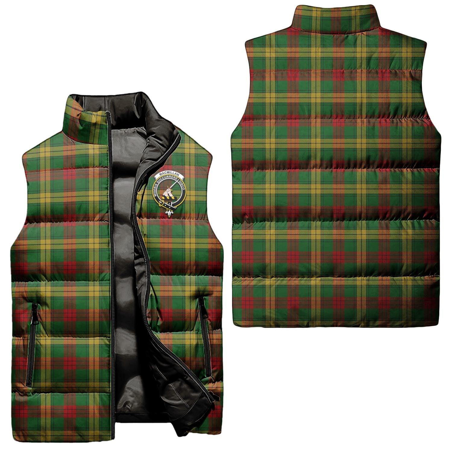 MacMillan Society of Glasgow Tartan Sleeveless Puffer Jacket with Family Crest Unisex - Tartanvibesclothing