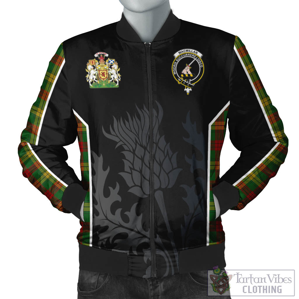 Tartan Vibes Clothing MacMillan Society of Glasgow Tartan Bomber Jacket with Family Crest and Scottish Thistle Vibes Sport Style