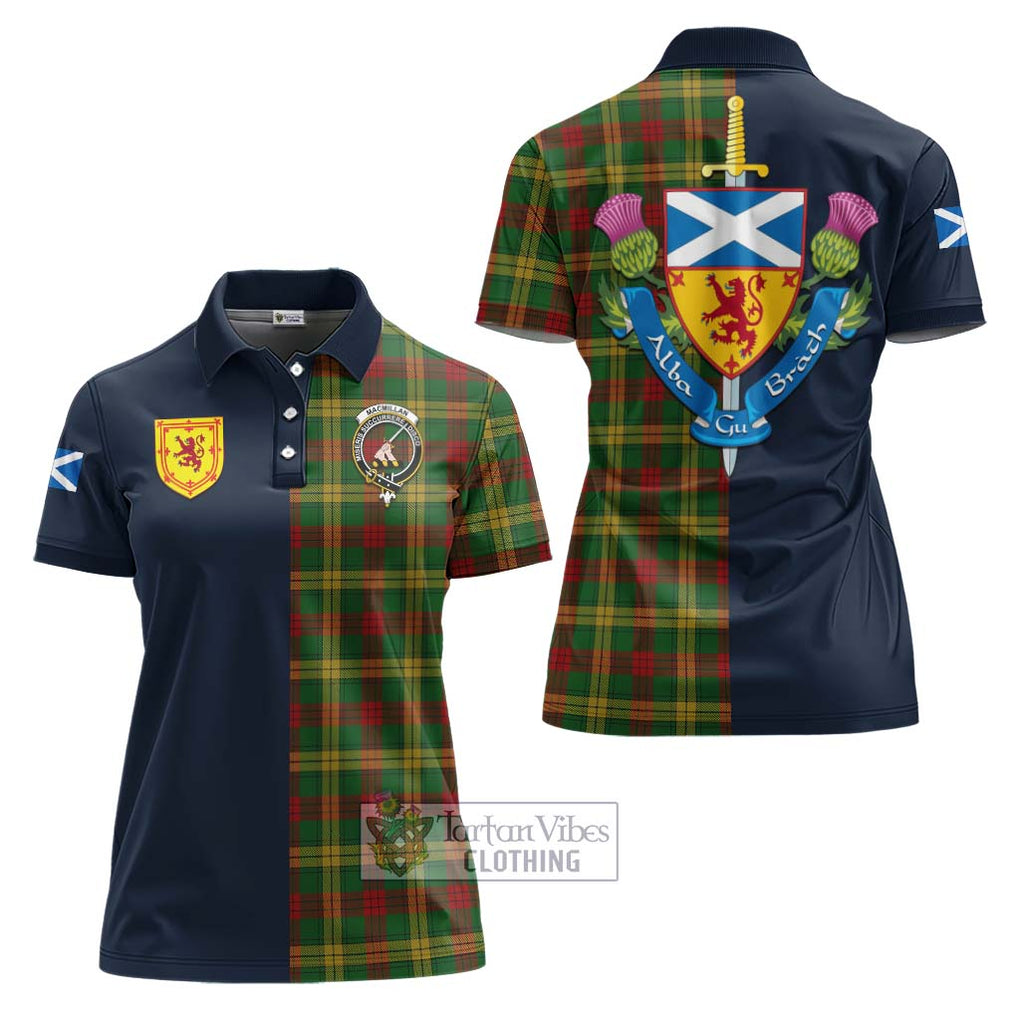 Tartan Vibes Clothing MacMillan Society of Glasgow Tartan Women's Polo Shirt with Scottish Lion Royal Arm Half Style