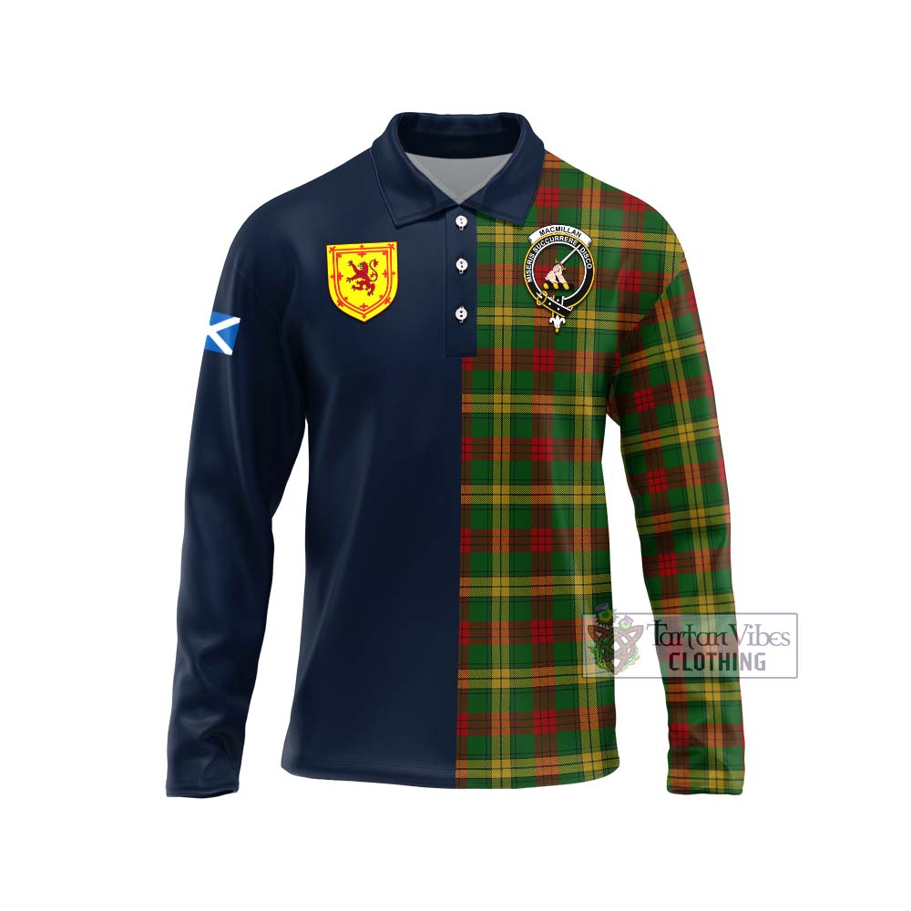 Tartan Vibes Clothing MacMillan Society of Glasgow Tartan Long Sleeve Polo Shirt with Scottish Lion Royal Arm Half Style