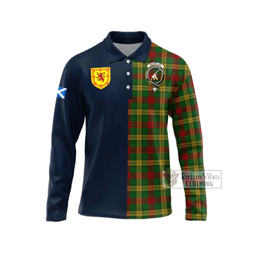 MacMillan Society of Glasgow Tartan Long Sleeve Polo Shirt Alba with Scottish Lion Royal Arm Half Style