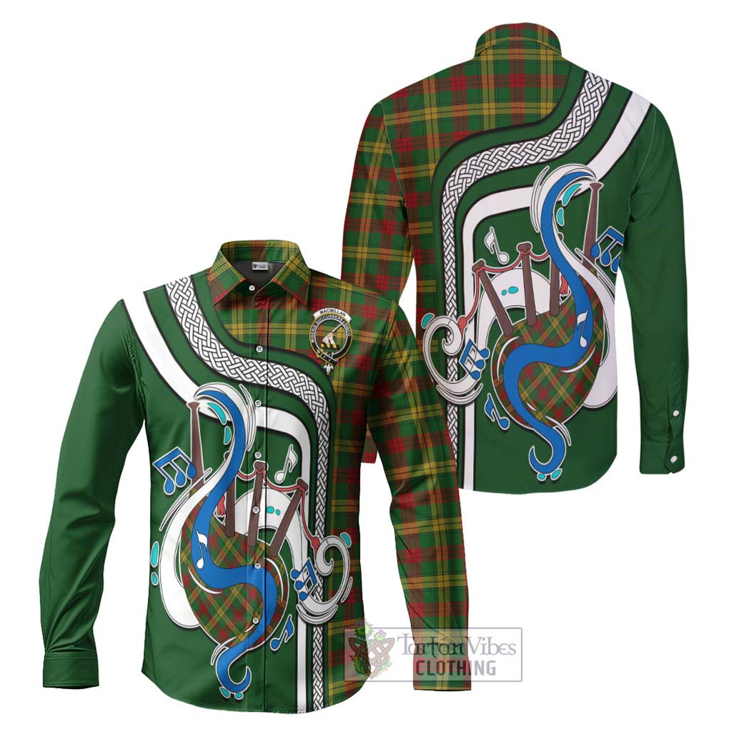 MacMillan Society of Glasgow Tartan Long Sleeve Button Shirt with Epic Bagpipe Style Men's Shirt S - Tartanvibesclothing Shop