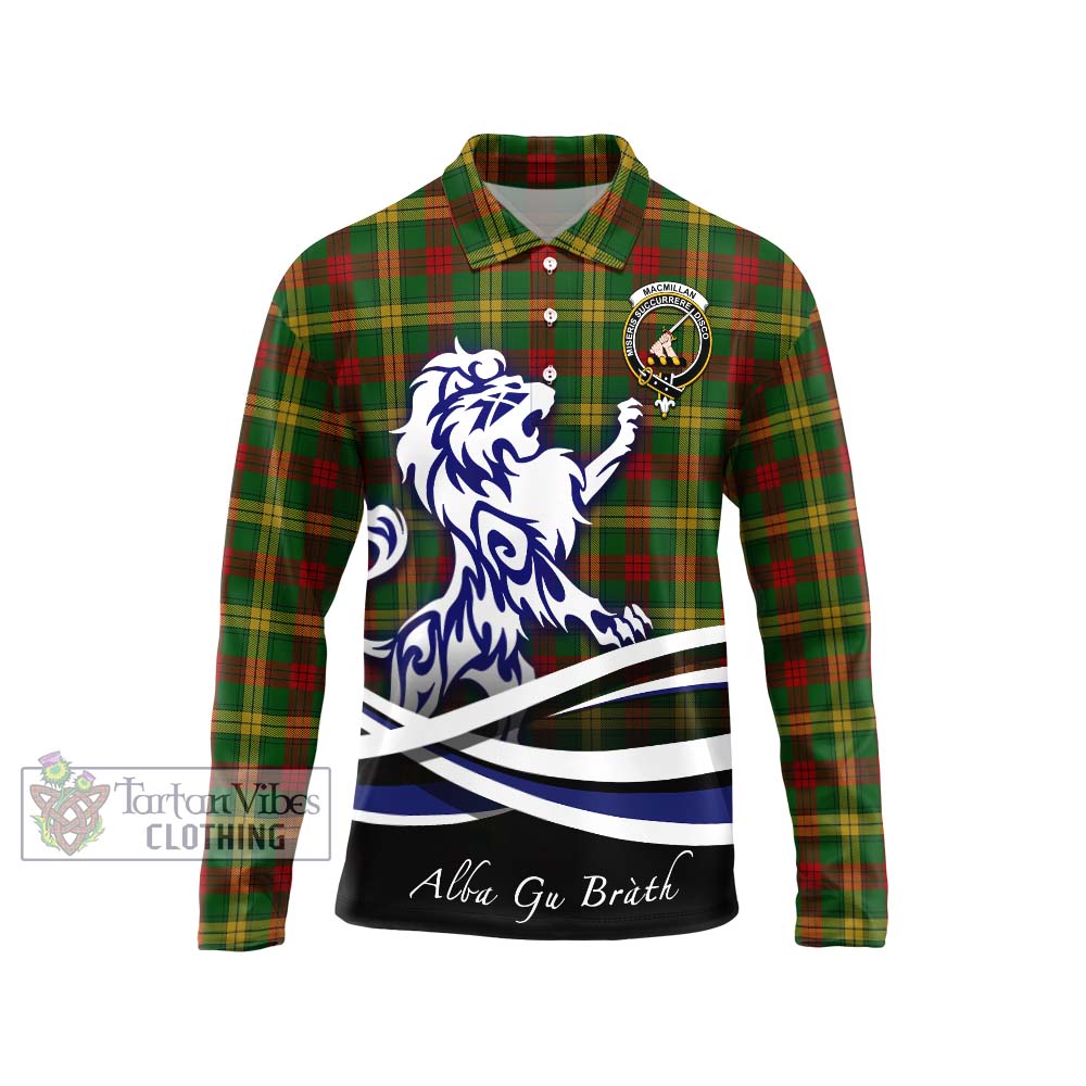 MacMillan Society of Glasgow Tartan Long Sleeve Polo Shirt with Alba Gu Brath Regal Lion Emblem Unisex - Tartanvibesclothing Shop