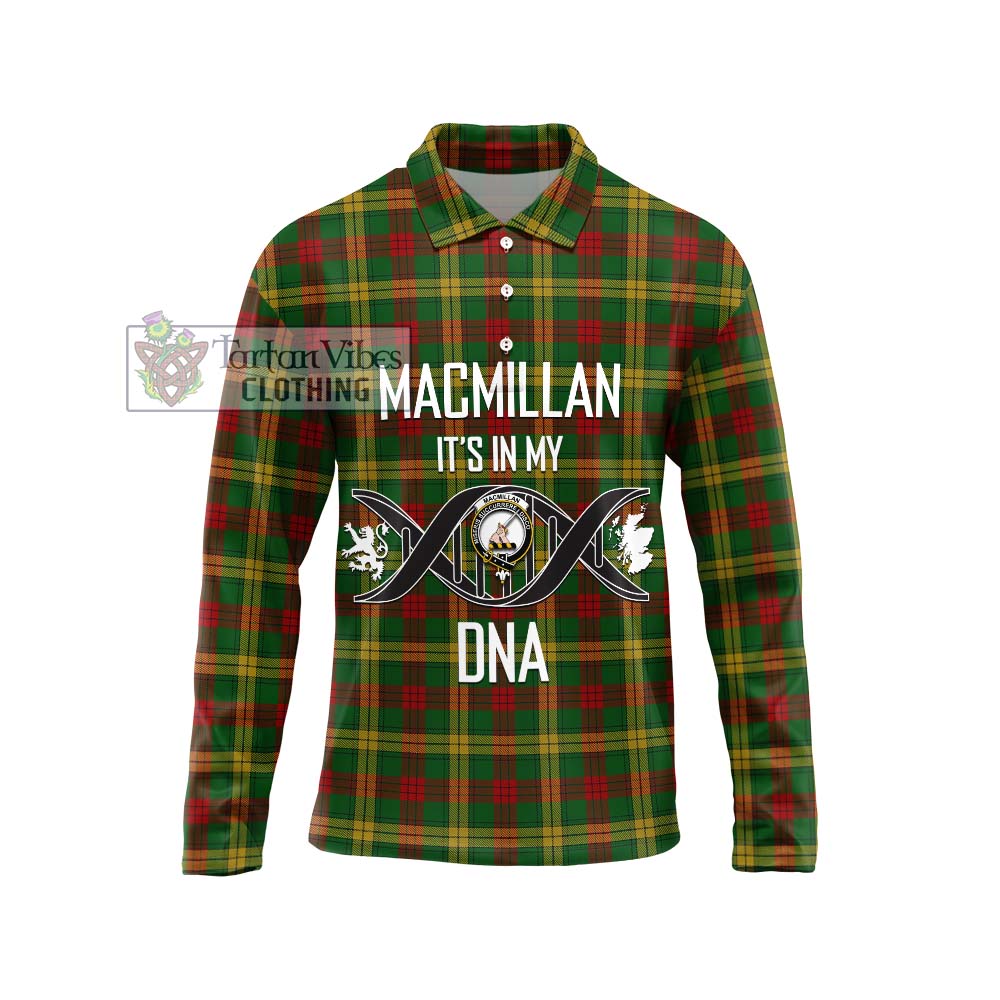 MacMillan Society of Glasgow Tartan Long Sleeve Polo Shirt with Family Crest DNA In Me Style Unisex - Tartanvibesclothing Shop