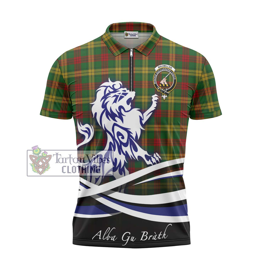 MacMillan Society of Glasgow Tartan Zipper Polo Shirt with Alba Gu Brath Regal Lion Emblem - Tartanvibesclothing Shop