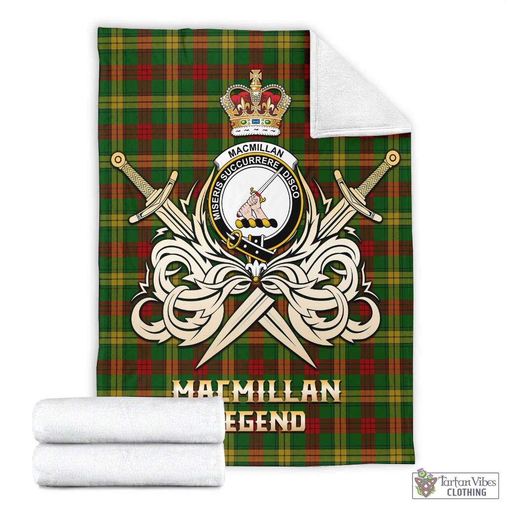 Tartan Vibes Clothing MacMillan Society of Glasgow Tartan Blanket with Clan Crest and the Golden Sword of Courageous Legacy