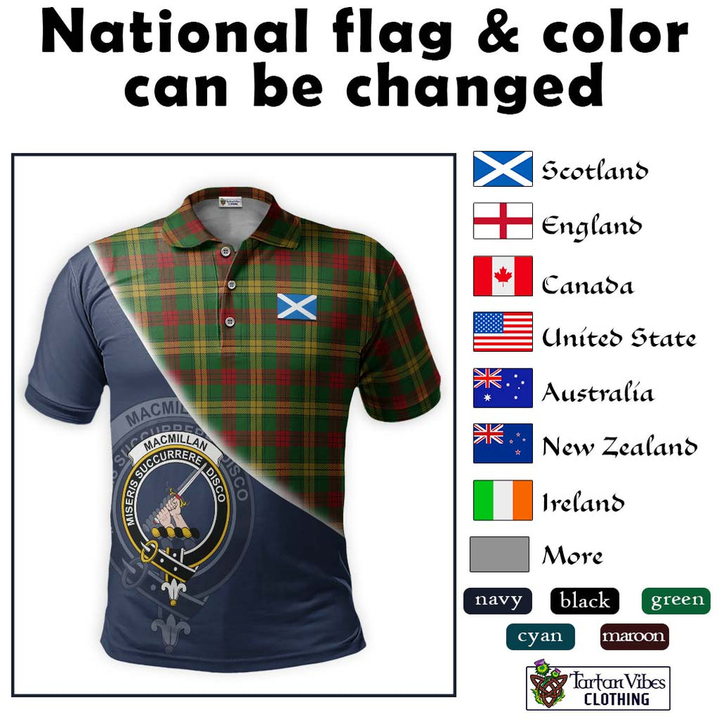 MacMillan Society of Glasgow Tartan Polo Shirt with Personalised National Flag and Family Crest Half Style - Tartanvibesclothing Shop