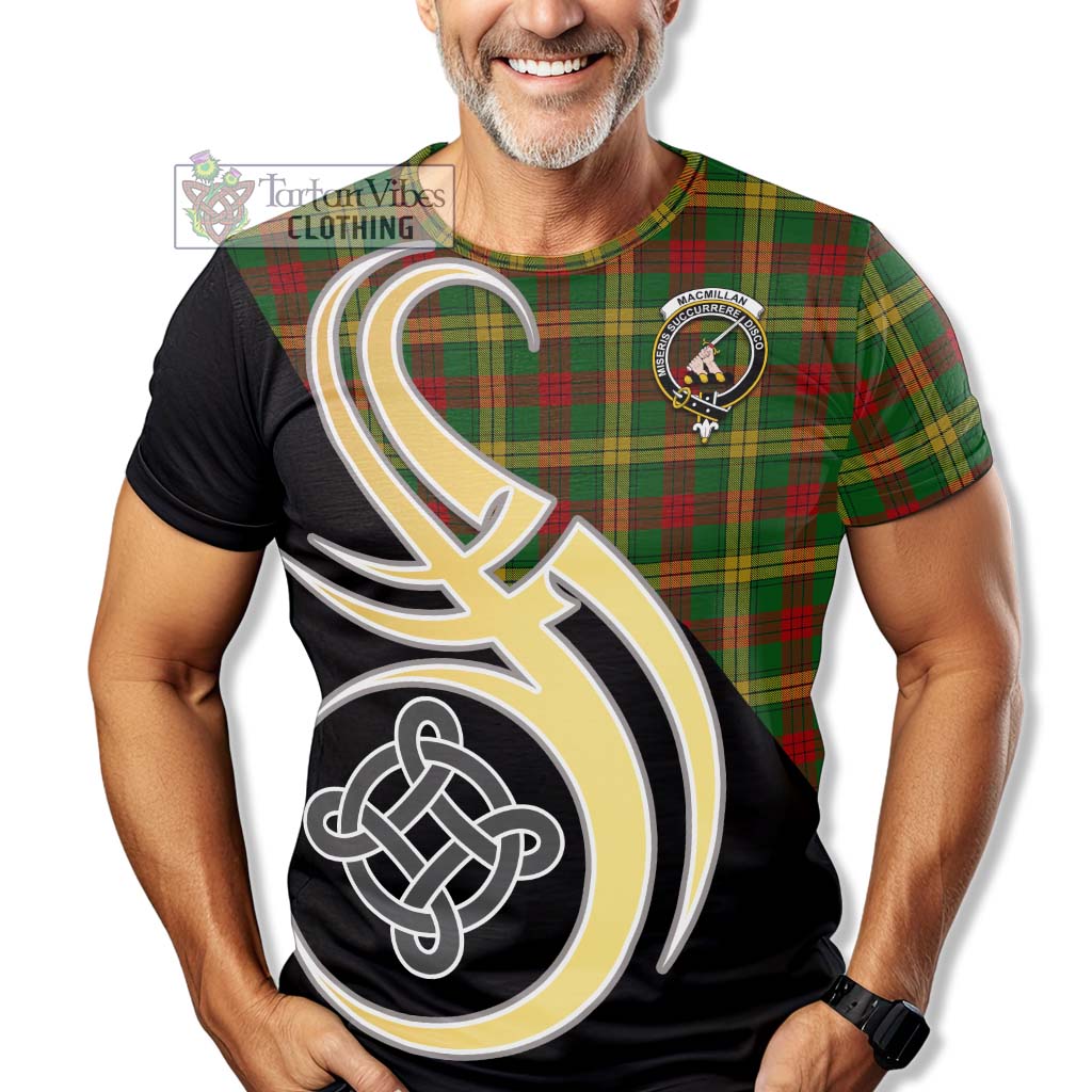 Tartan Vibes Clothing MacMillan Society of Glasgow Tartan T-Shirt with Family Crest and Celtic Symbol Style