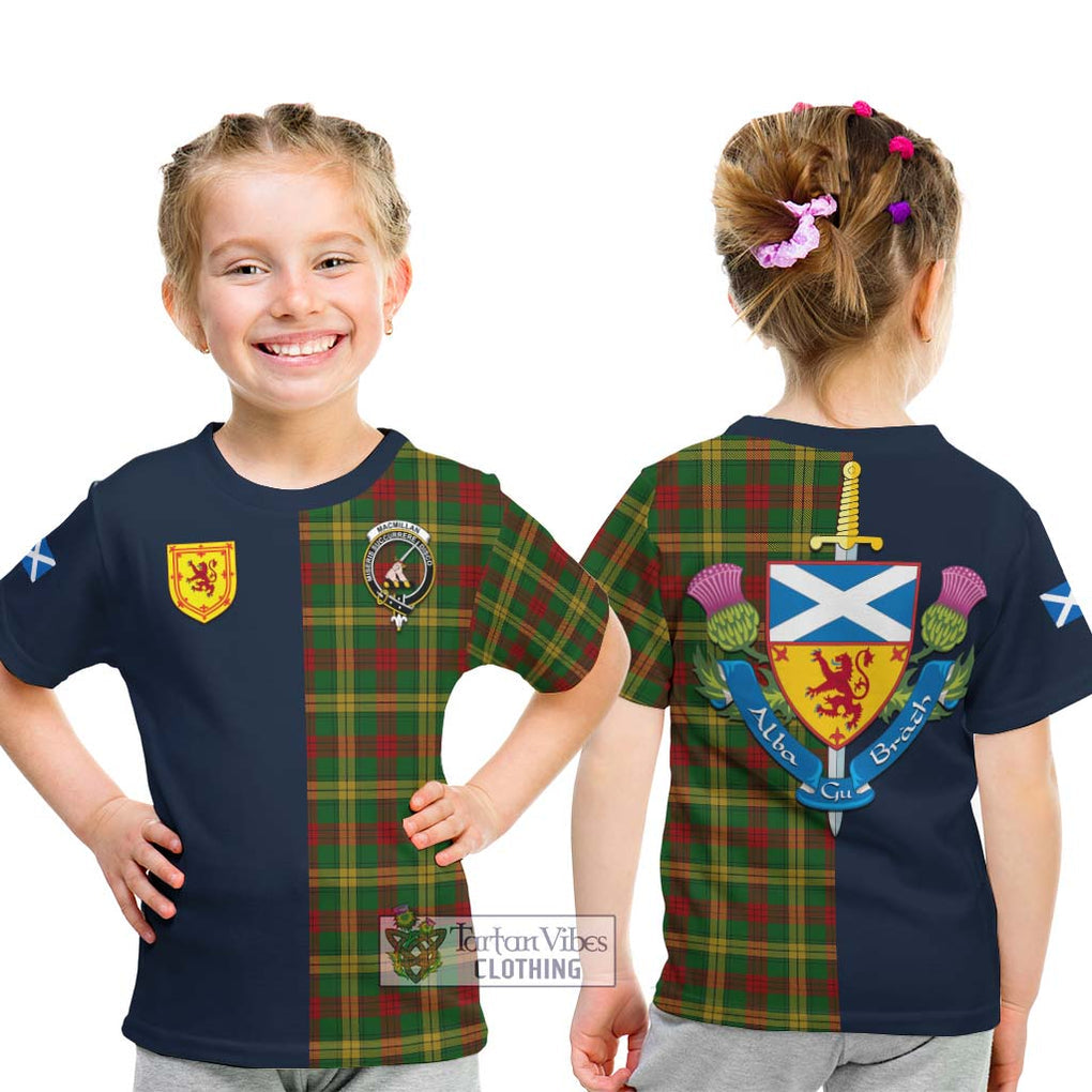 Tartan Vibes Clothing MacMillan Society of Glasgow Tartan Kid T-Shirt with Scottish Lion Royal Arm Half Style