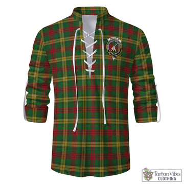 MacMillan Society of Glasgow Tartan Men's Scottish Traditional Jacobite Ghillie Kilt Shirt with Family Crest