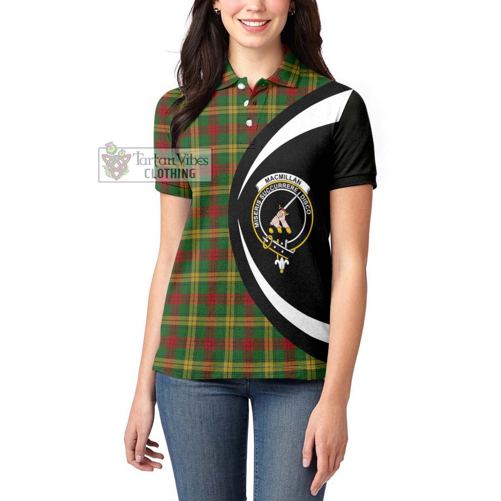 MacMillan Society of Glasgow Tartan Women's Polo Shirt with Family Crest Circle Style - Tartan Vibes Clothing