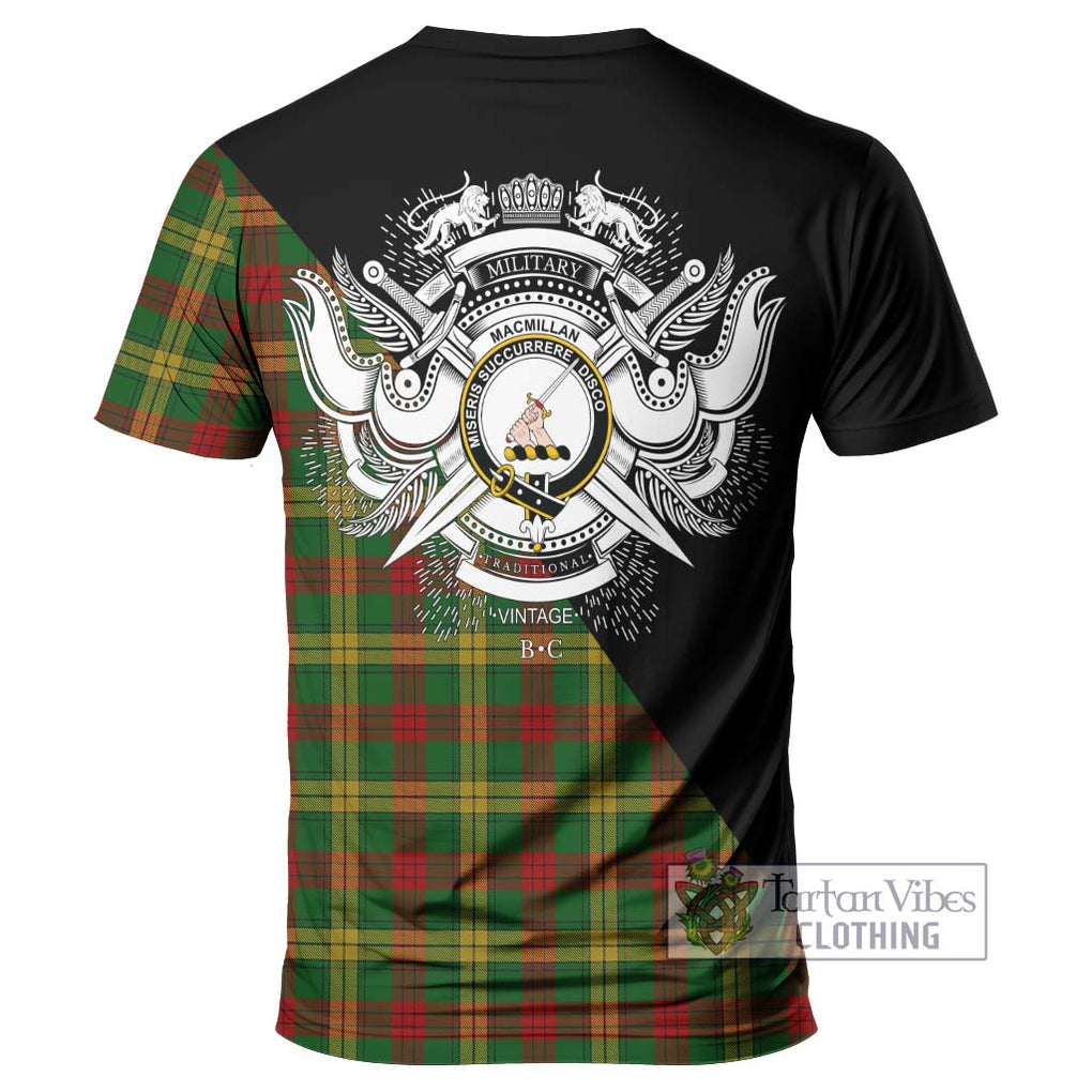 MacMillan Society of Glasgow Tartan T-Shirt with Family Crest and Military Logo Style - Tartanvibesclothing Shop