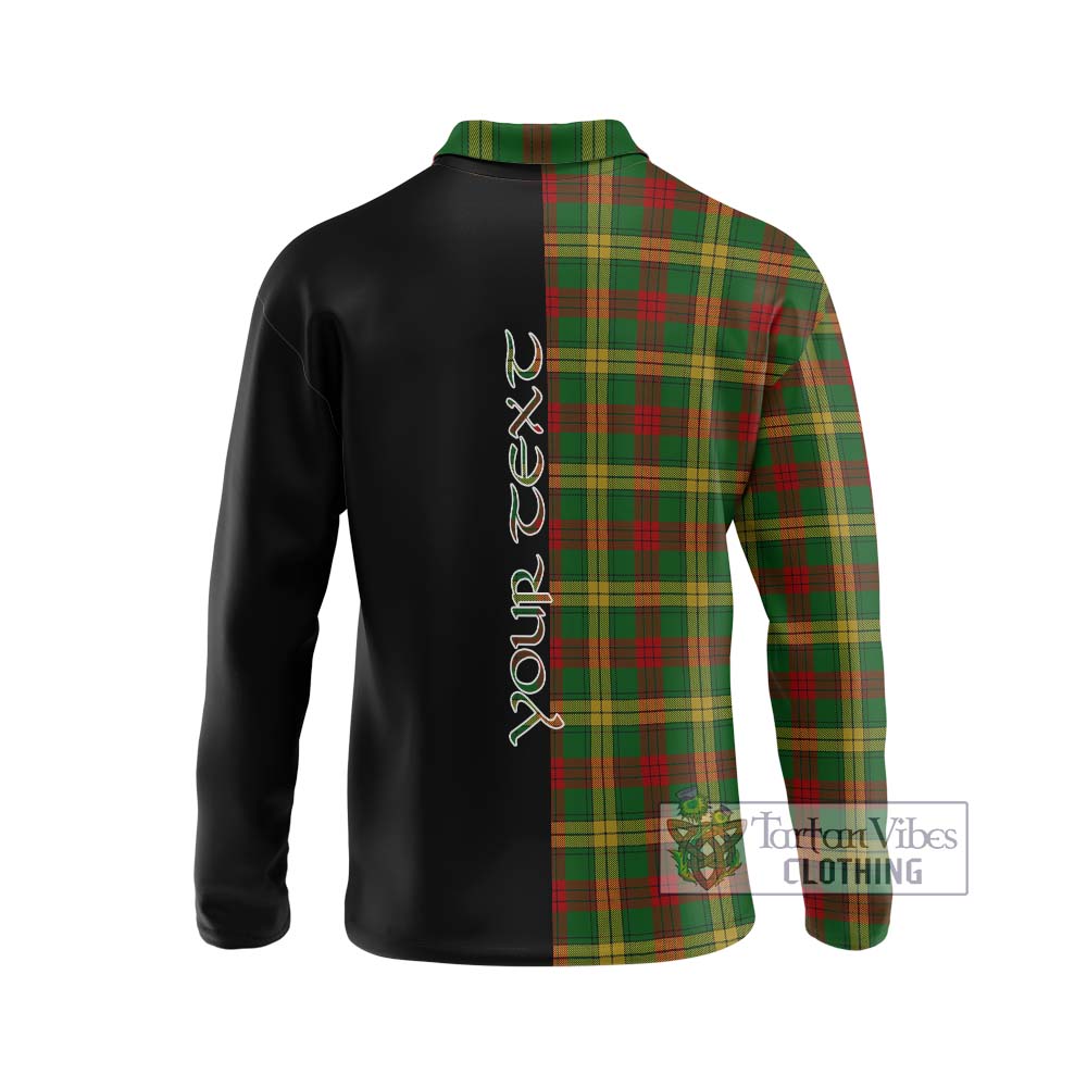 MacMillan Society of Glasgow Tartan Long Sleeve Polo Shirt with Family Crest and Half Of Me Style - Tartanvibesclothing Shop