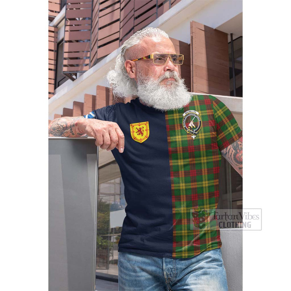 Tartan Vibes Clothing MacMillan Society of Glasgow Tartan Cotton T-shirt with Scottish Lion Royal Arm Half Style