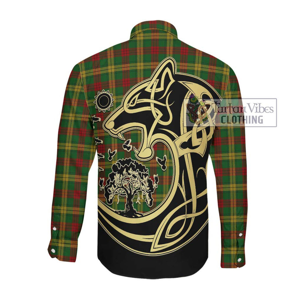 MacMillan Society of Glasgow Tartan Long Sleeve Button Shirt with Family Crest Celtic Wolf Style Men's Shirt - Tartan Vibes Clothing