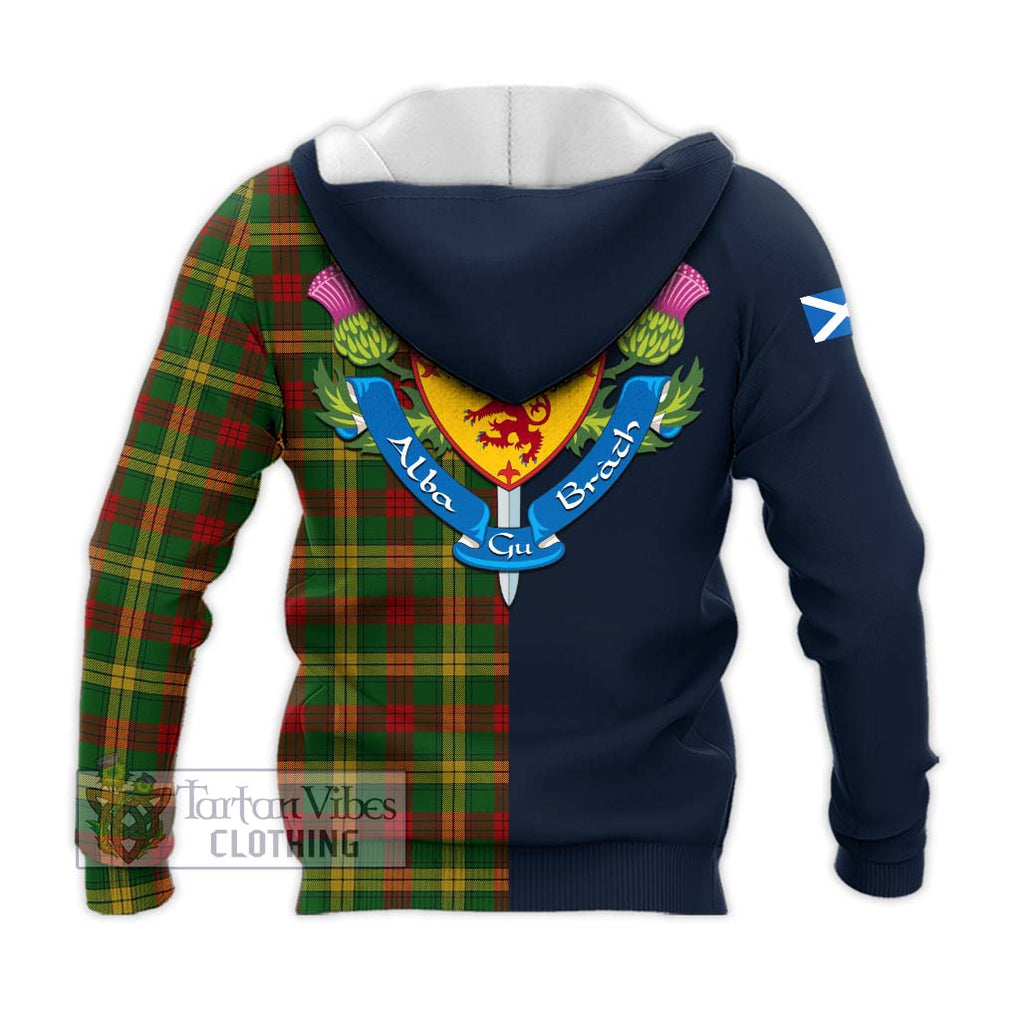 Tartan Vibes Clothing MacMillan Society of Glasgow Tartan Knitted Hoodie with Scottish Lion Royal Arm Half Style