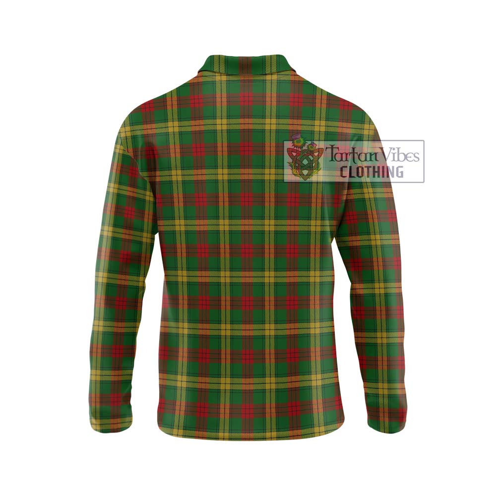 MacMillan Society of Glasgow Tartan Long Sleeve Polo Shirt with Family Crest DNA In Me Style - Tartanvibesclothing Shop