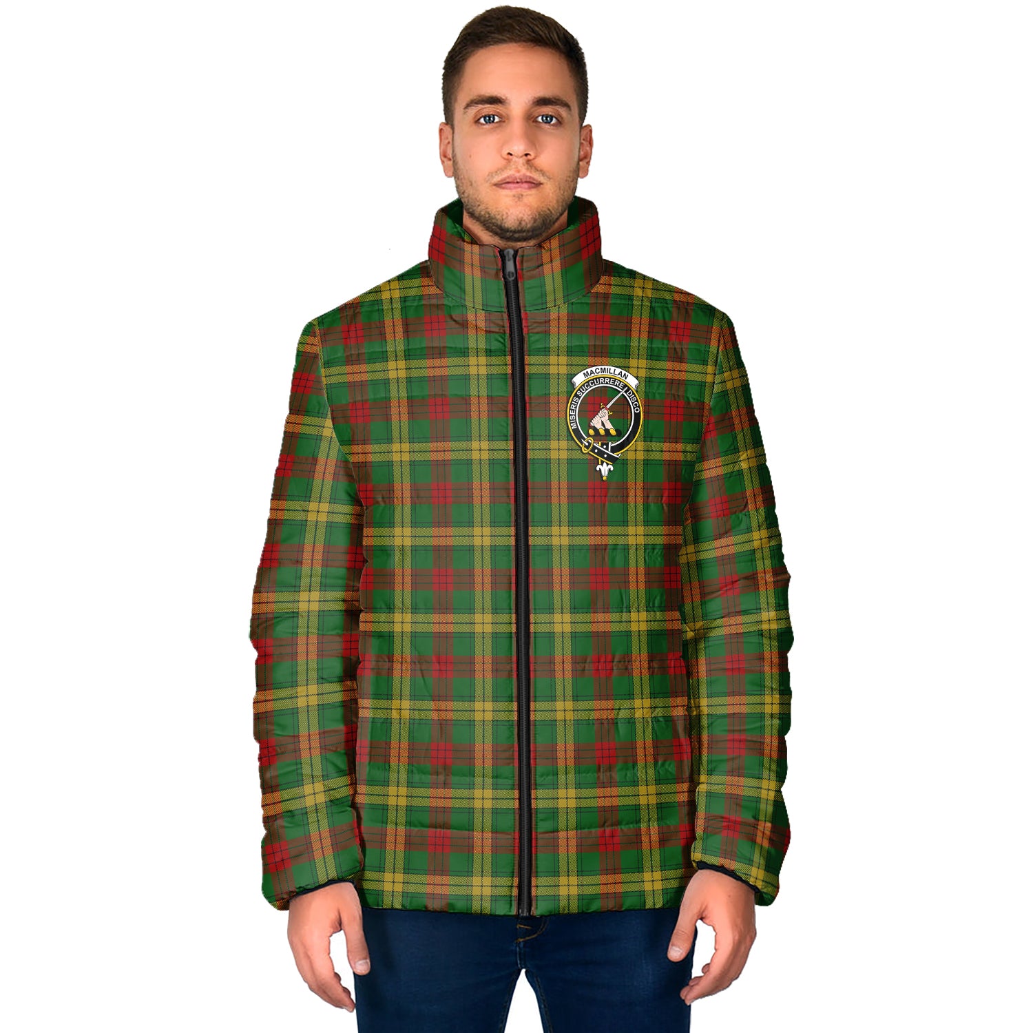 MacMillan Society of Glasgow Tartan Padded Jacket with Family Crest - Tartan Vibes Clothing