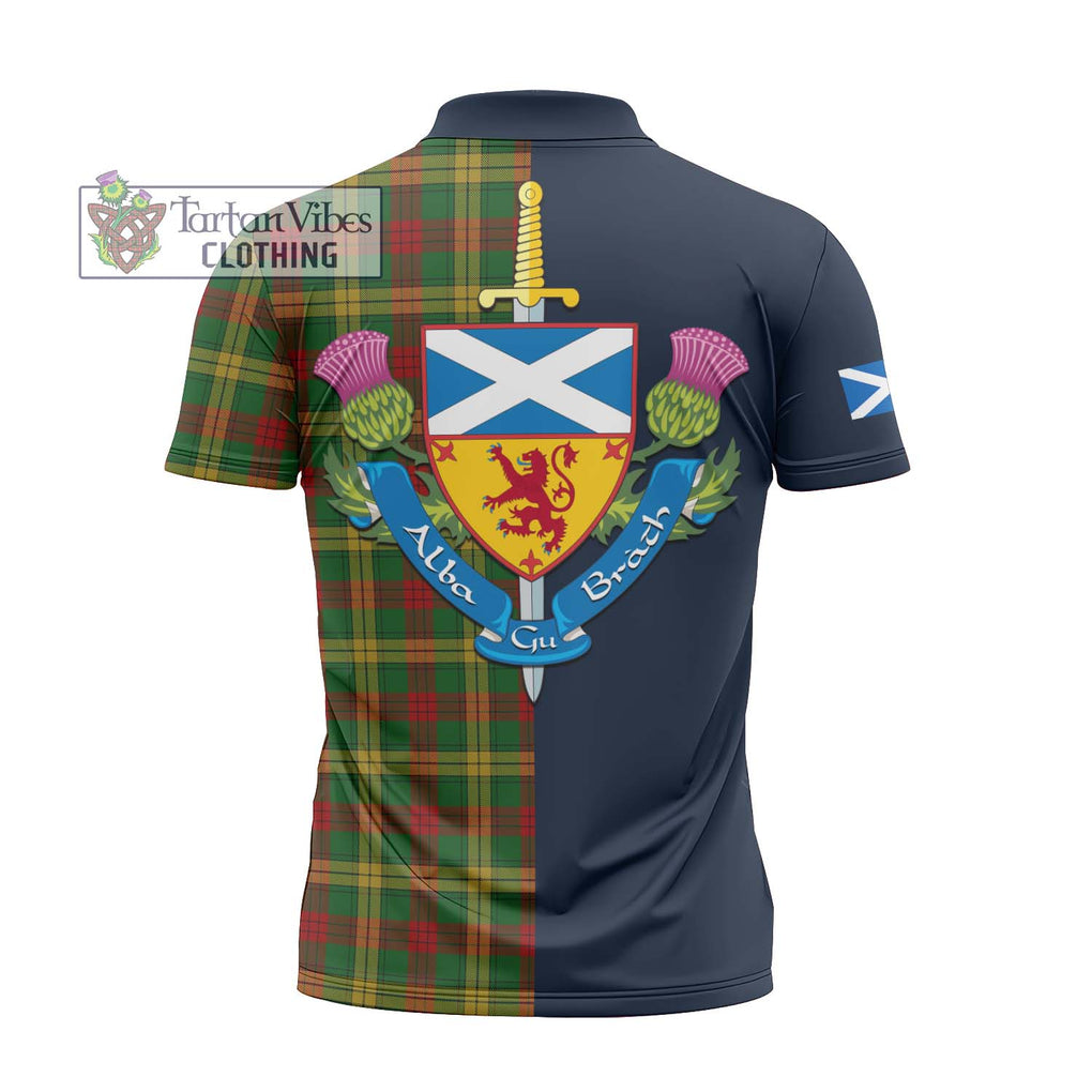 Tartan Vibes Clothing MacMillan Society of Glasgow Tartan Zipper Polo Shirt with Scottish Lion Royal Arm Half Style