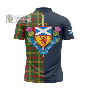 MacMillan Society of Glasgow Tartan Zipper Polo Shirt Alba with Scottish Lion Royal Arm Half Style