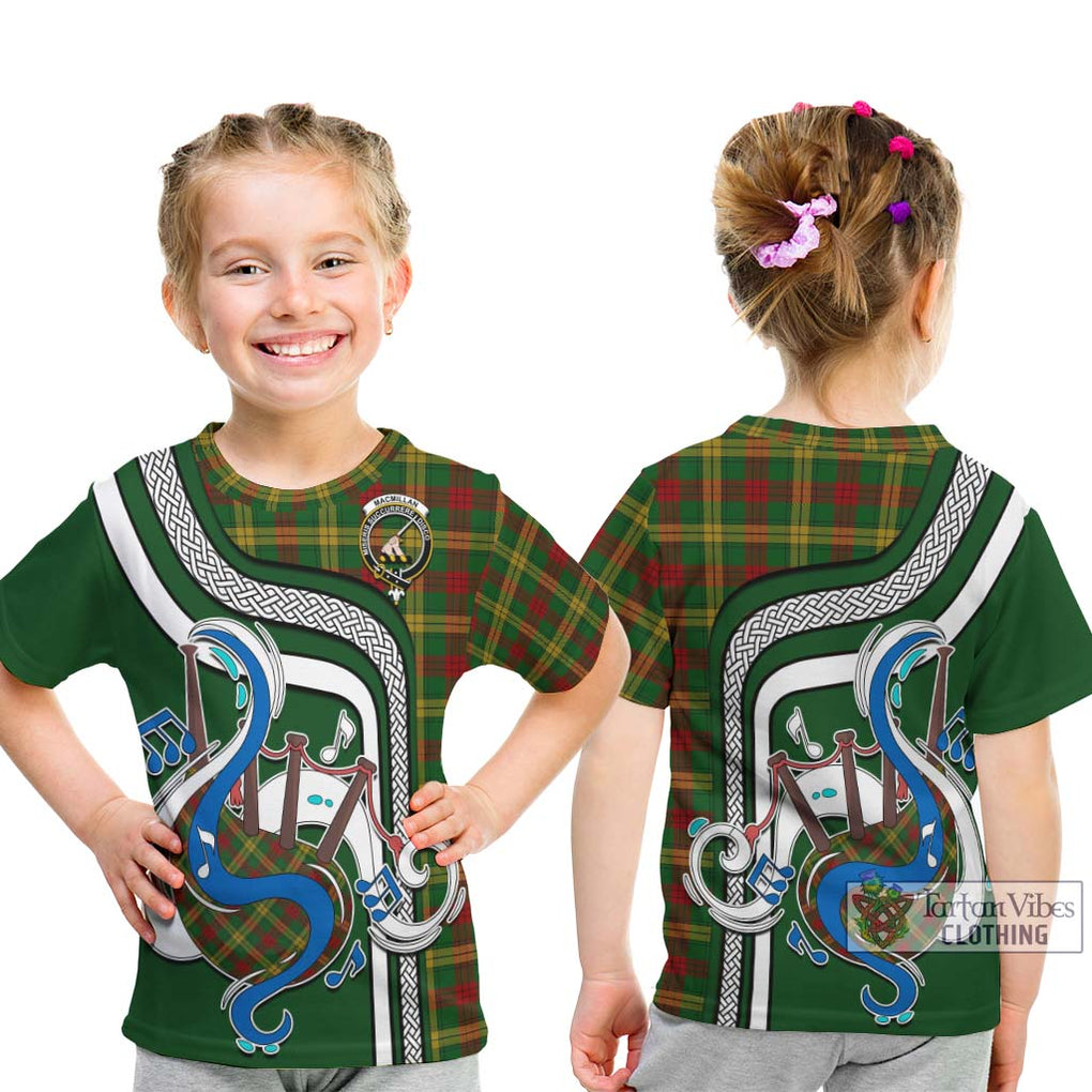 Tartan Vibes Clothing MacMillan Society of Glasgow Tartan Kid T-Shirt with Epic Bagpipe Style