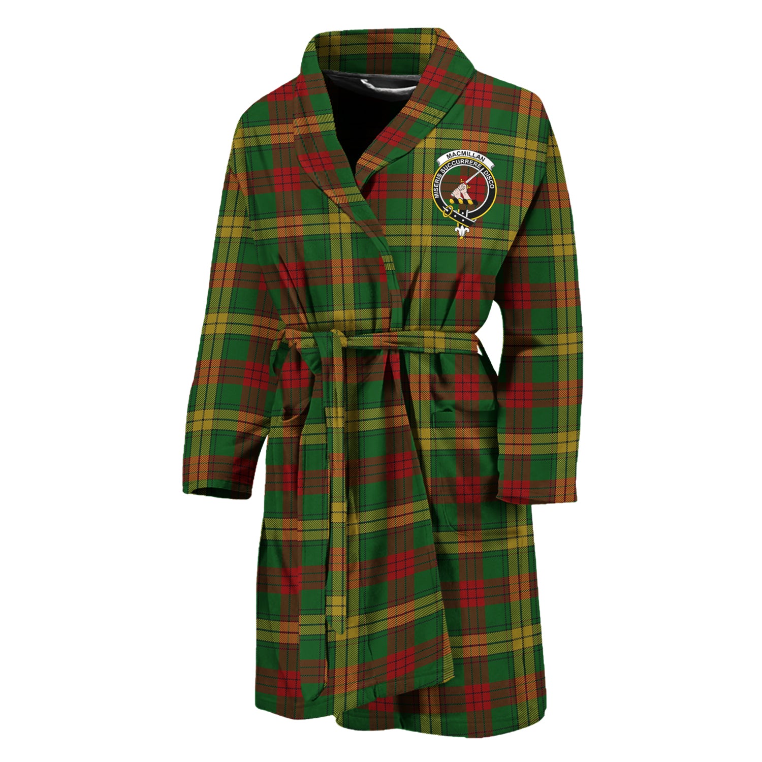 MacMillan Society of Glasgow Tartan Bathrobe with Family Crest Unisex M - Tartan Vibes Clothing