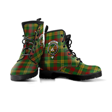 MacMillan Society of Glasgow Tartan Leather Boots with Family Crest