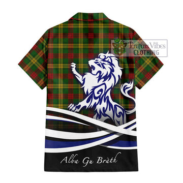 MacMillan Society of Glasgow Tartan Short Sleeve Button Shirt with Alba Gu Brath Regal Lion Emblem