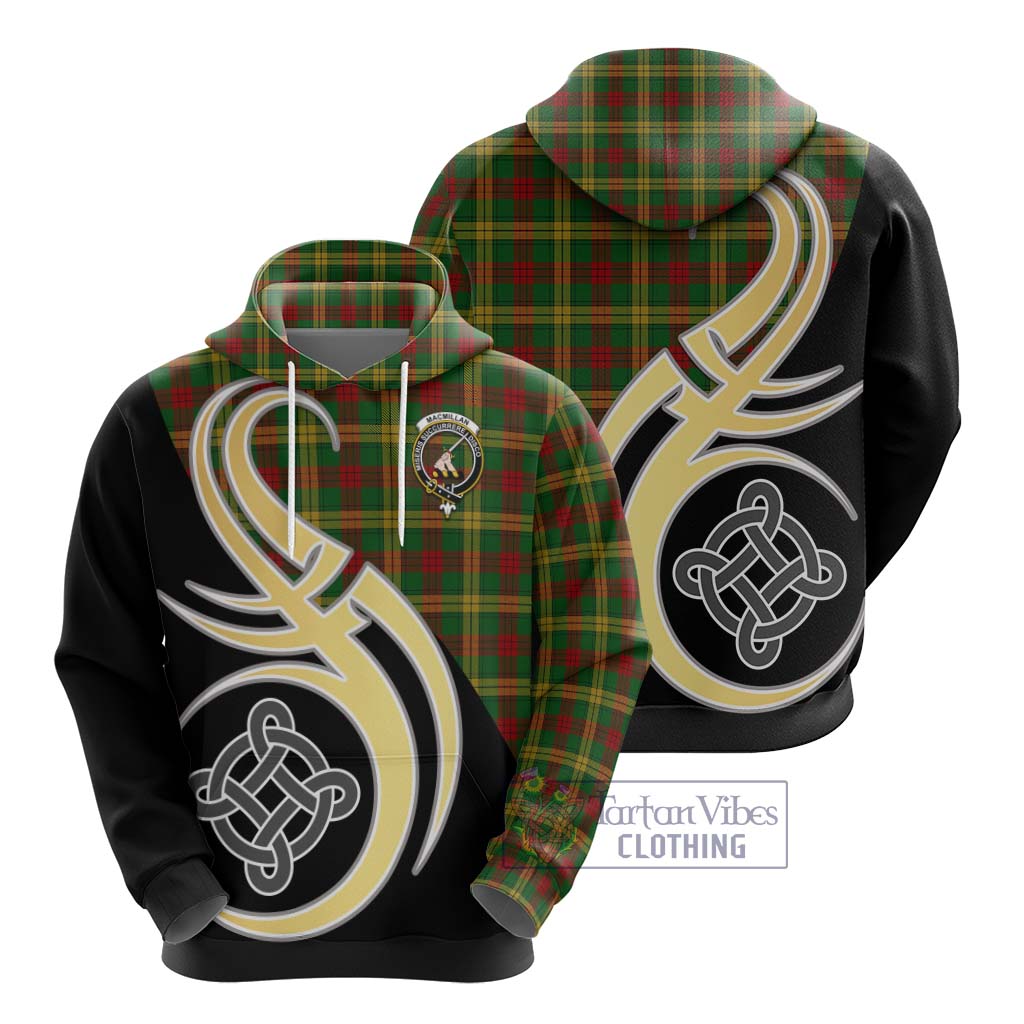 MacMillan Society of Glasgow Tartan Hoodie with Family Crest and Celtic Symbol Style - Tartan Vibes Clothing