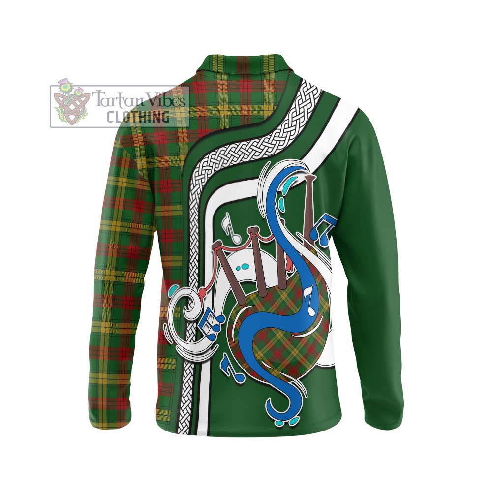 Tartan Vibes Clothing MacMillan Society of Glasgow Tartan Long Sleeve Polo Shirt with Epic Bagpipe Style