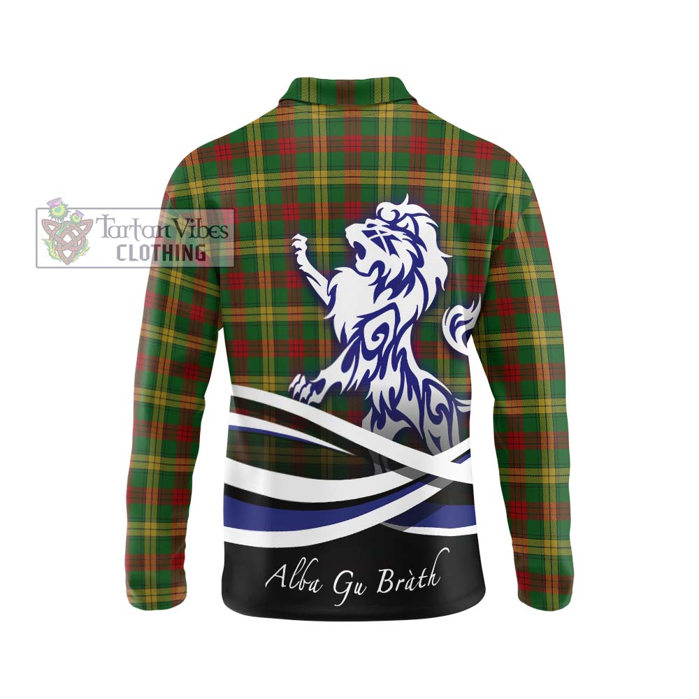 MacMillan Society of Glasgow Tartan Long Sleeve Polo Shirt with Alba Gu Brath Regal Lion Emblem - Tartanvibesclothing Shop