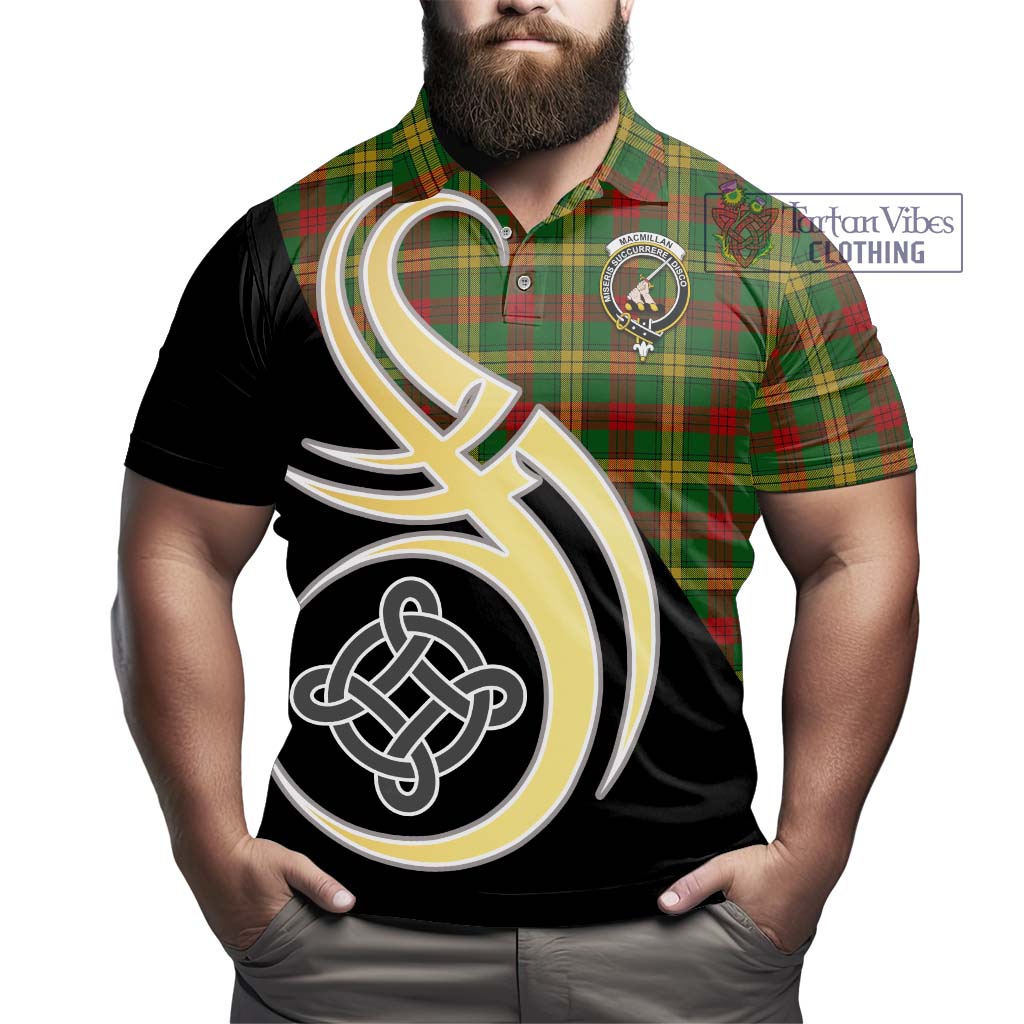 MacMillan Society of Glasgow Tartan Polo Shirt with Family Crest and Celtic Symbol Style - Tartan Vibes Clothing