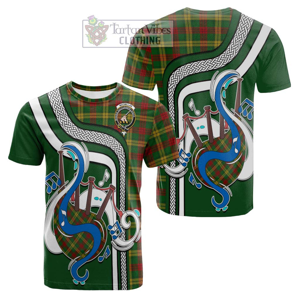 Tartan Vibes Clothing MacMillan Society of Glasgow Tartan Cotton T-shirt with Epic Bagpipe Style