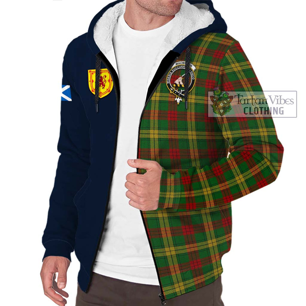 Tartan Vibes Clothing MacMillan Society of Glasgow Tartan Sherpa Hoodie with Scottish Lion Royal Arm Half Style