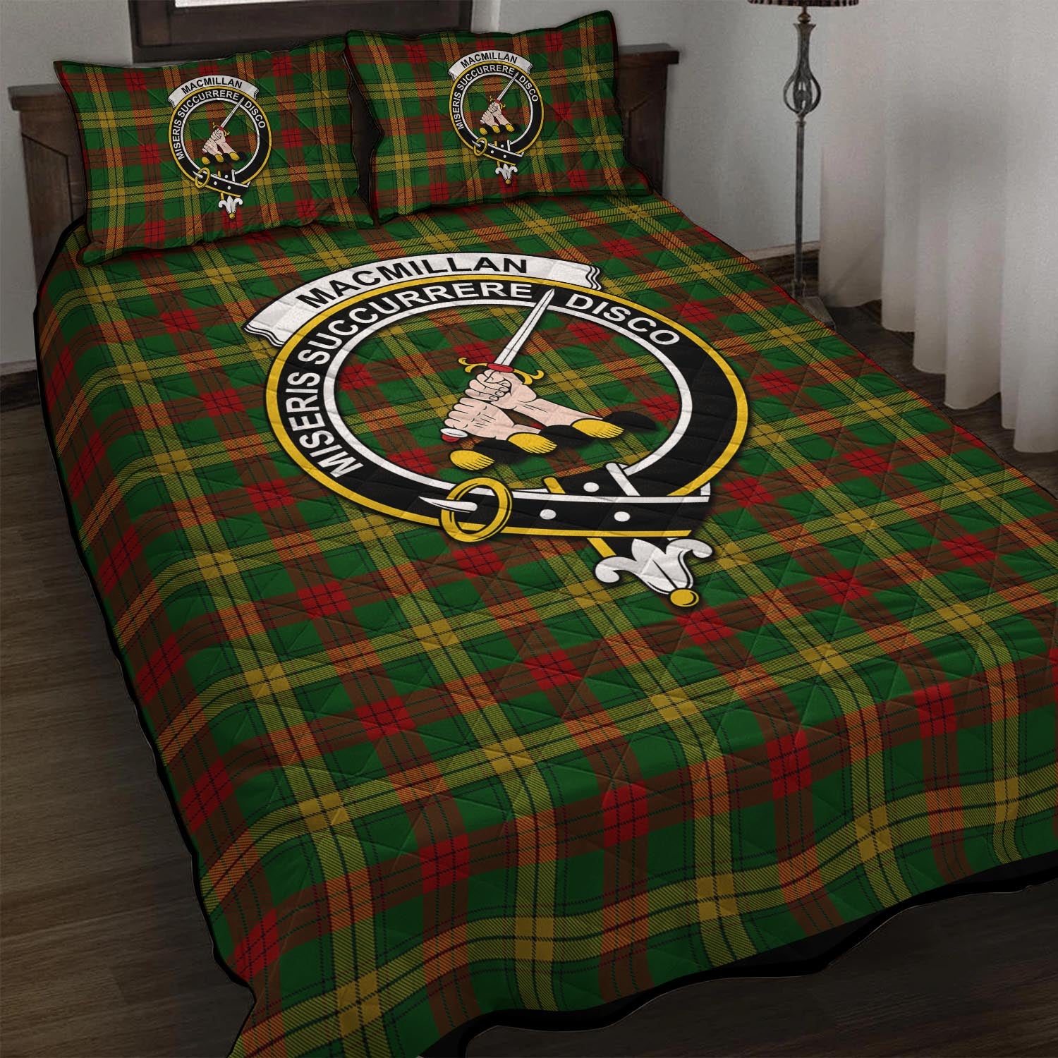 MacMillan Society of Glasgow Tartan Quilt Bed Set with Family Crest - Tartan Vibes Clothing