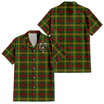 MacMillan Society of Glasgow Tartan Short Sleeve Button Down Shirt with Family Crest