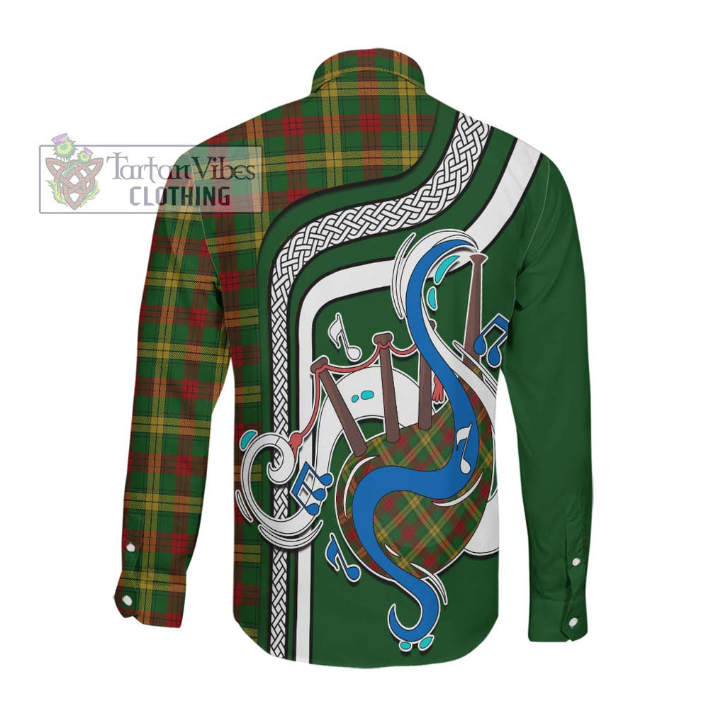 MacMillan Society of Glasgow Tartan Long Sleeve Button Shirt with Epic Bagpipe Style Men's Shirt - Tartanvibesclothing Shop