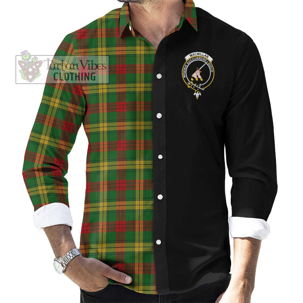 MacMillan Society of Glasgow Tartan Long Sleeve Button Shirt with Family Crest and Half Of Me Style - Tartanvibesclothing Shop