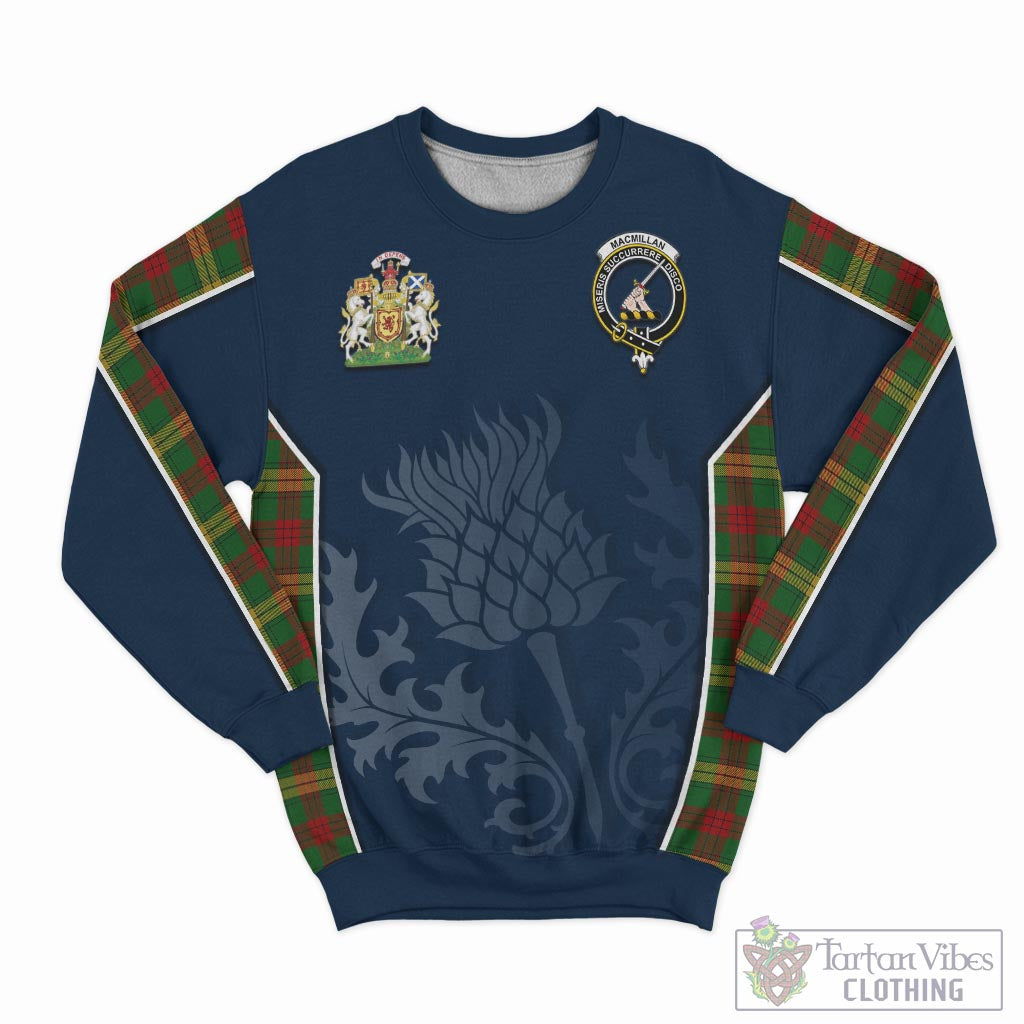 Tartan Vibes Clothing MacMillan Society of Glasgow Tartan Sweatshirt with Family Crest and Scottish Thistle Vibes Sport Style