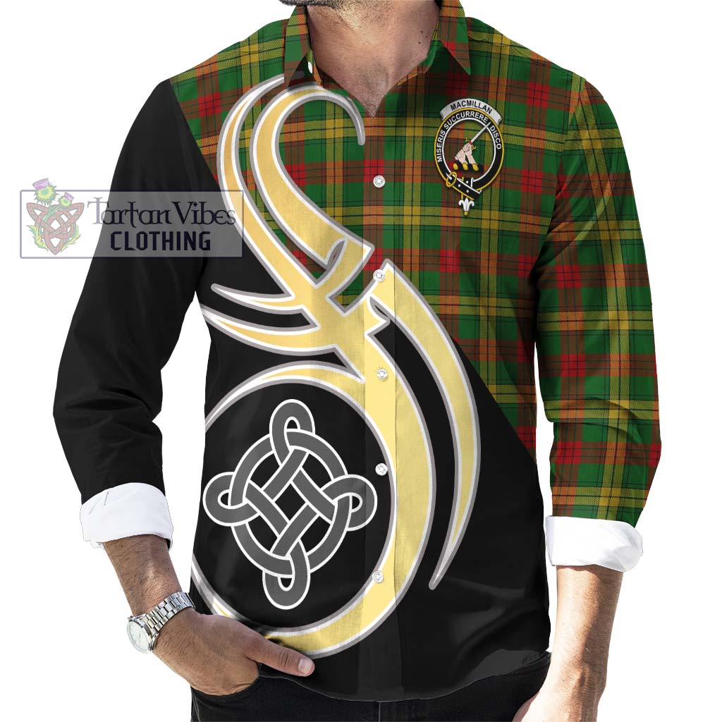 MacMillan Society of Glasgow Tartan Long Sleeve Button Shirt with Family Crest and Celtic Symbol Style - Tartan Vibes Clothing