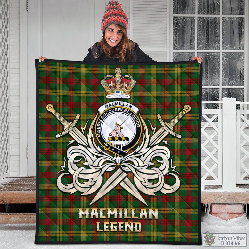 Tartan Vibes Clothing MacMillan Society of Glasgow Tartan Quilt with Clan Crest and the Golden Sword of Courageous Legacy