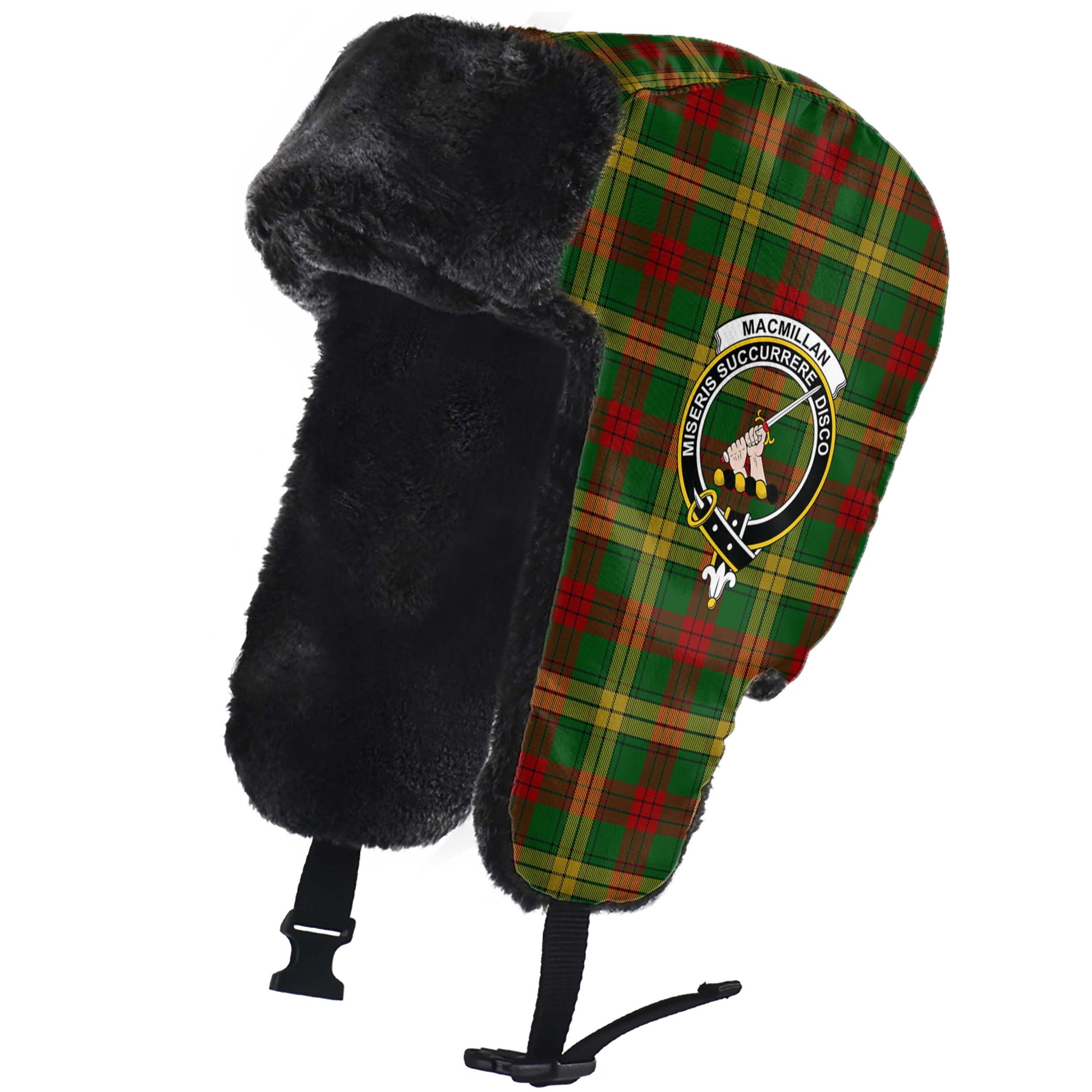 MacMillan Society of Glasgow Tartan Winter Trapper Hat with Family Crest - Tartanvibesclothing