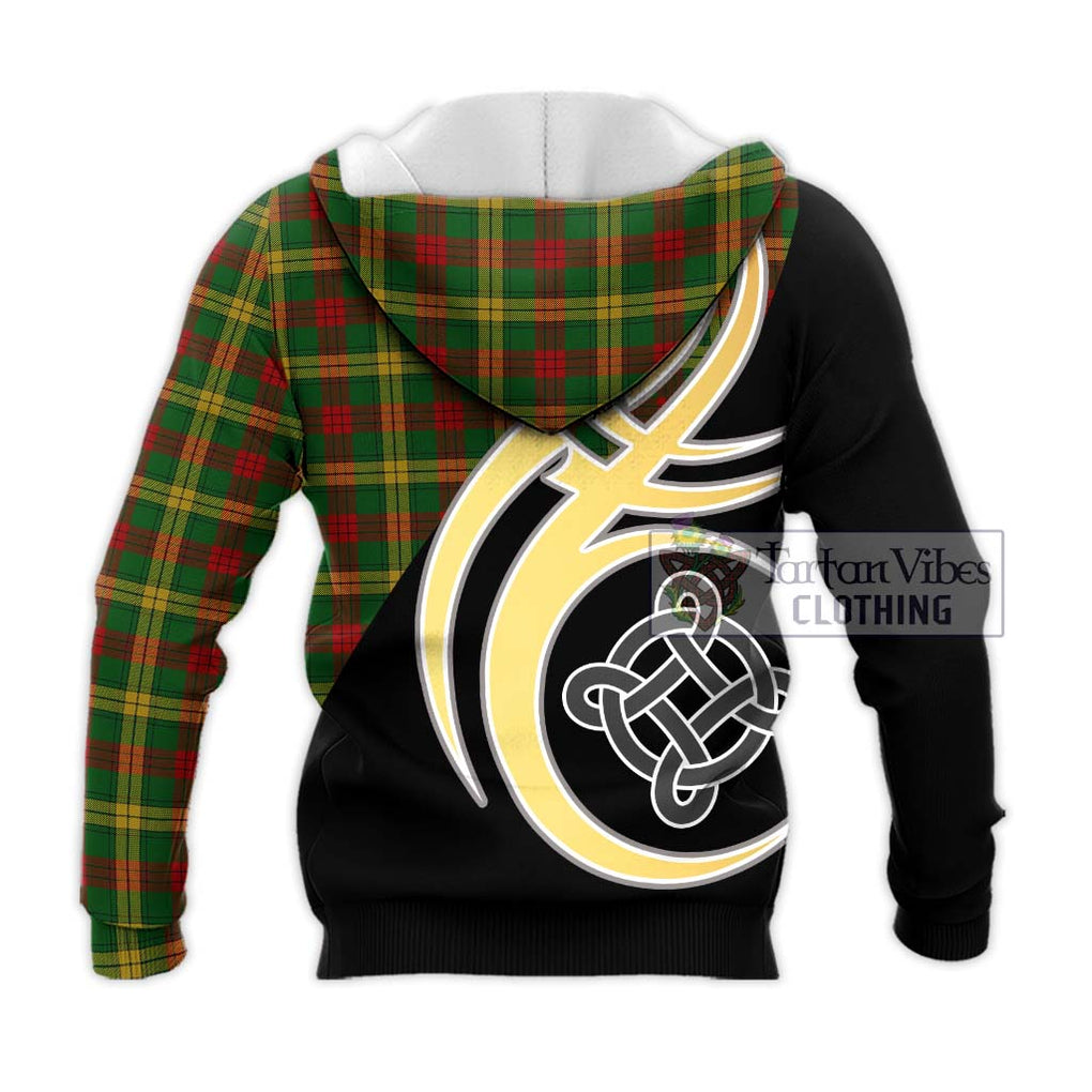 MacMillan Society of Glasgow Tartan Knitted Hoodie with Family Crest and Celtic Symbol Style - Tartan Vibes Clothing