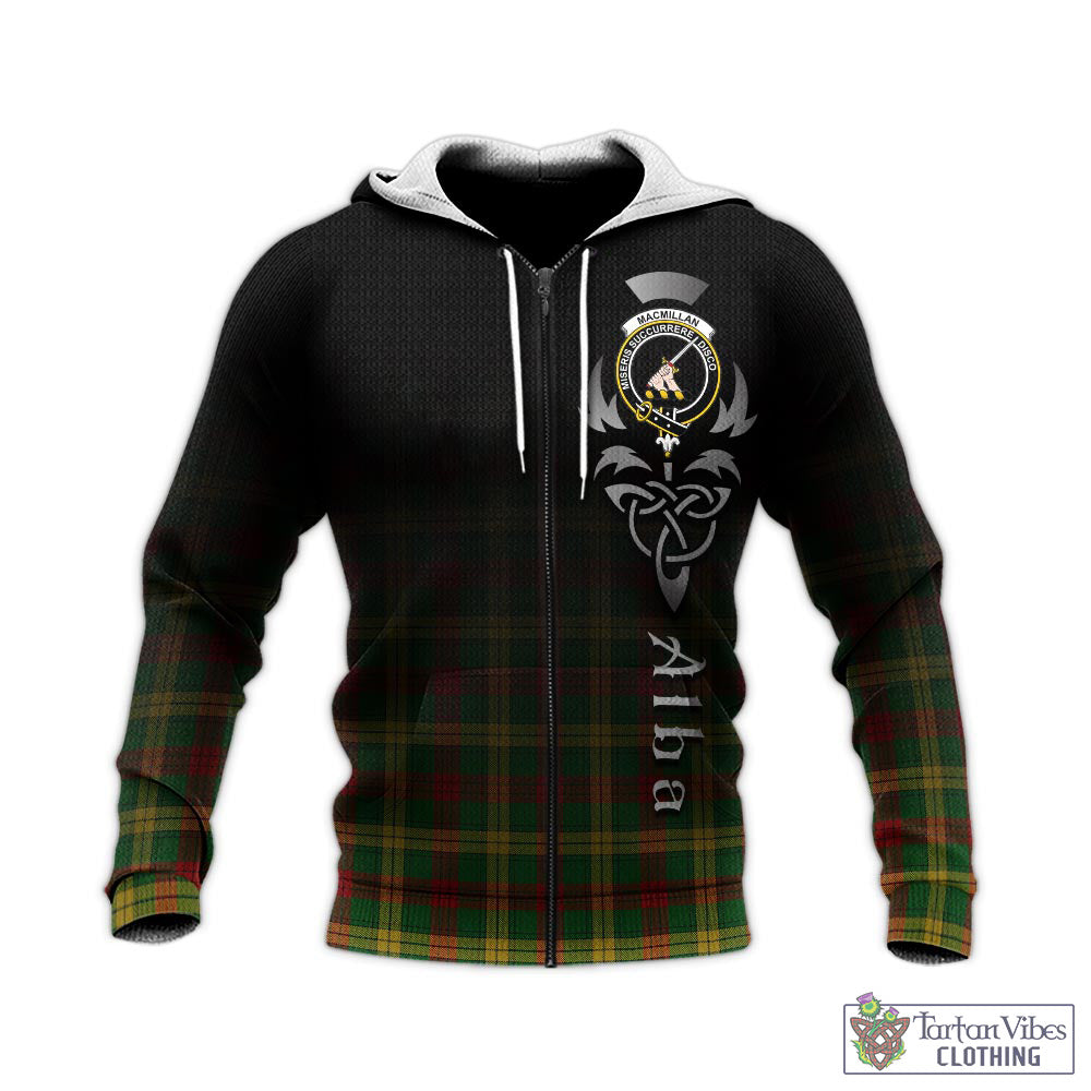 Tartan Vibes Clothing MacMillan Society of Glasgow Tartan Knitted Hoodie Featuring Alba Gu Brath Family Crest Celtic Inspired