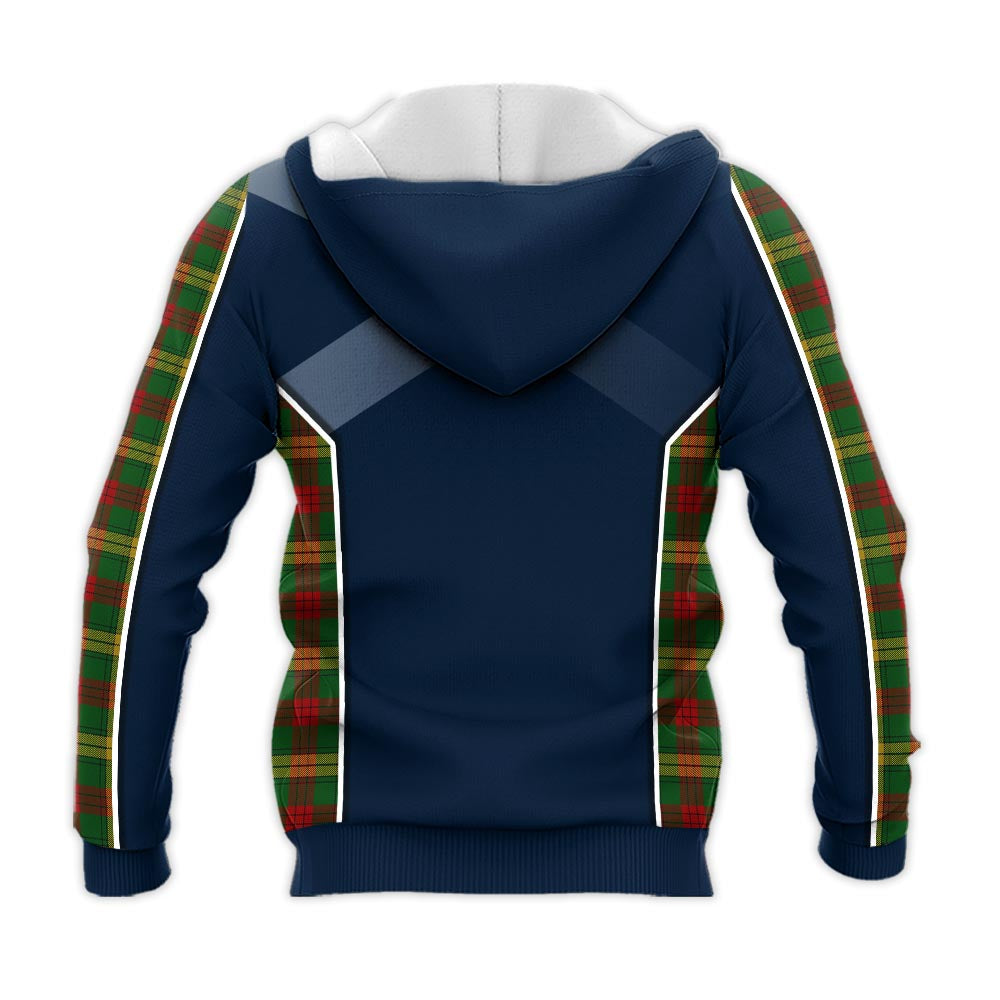 Tartan Vibes Clothing MacMillan Society of Glasgow Tartan Knitted Hoodie with Family Crest and Scottish Thistle Vibes Sport Style