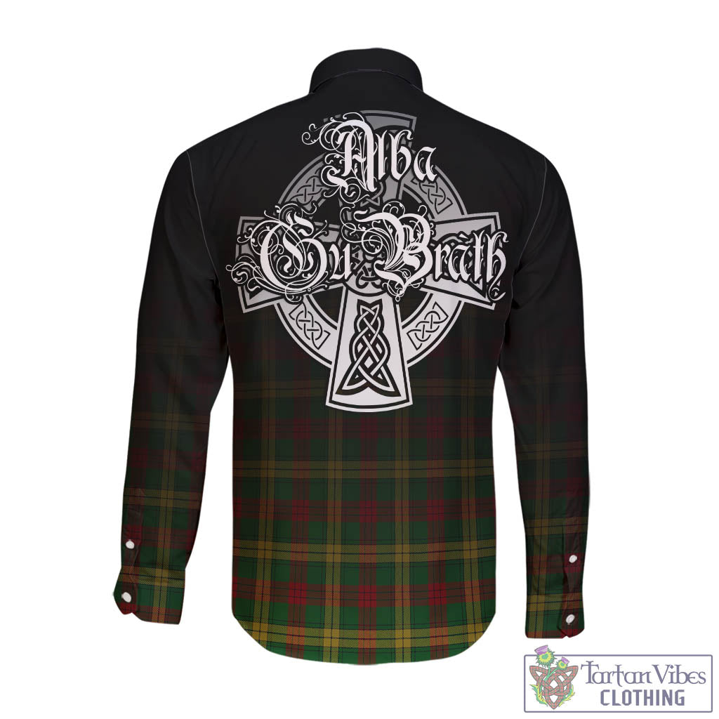 Tartan Vibes Clothing MacMillan Society of Glasgow Tartan Long Sleeve Button Up Featuring Alba Gu Brath Family Crest Celtic Inspired