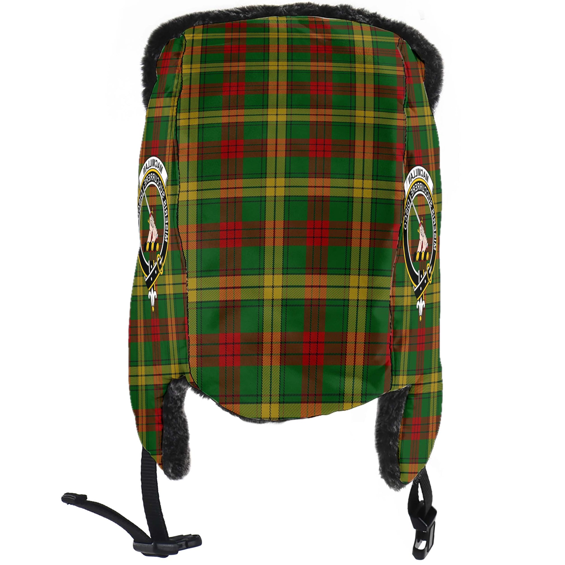 MacMillan Society of Glasgow Tartan Winter Trapper Hat with Family Crest - Tartanvibesclothing