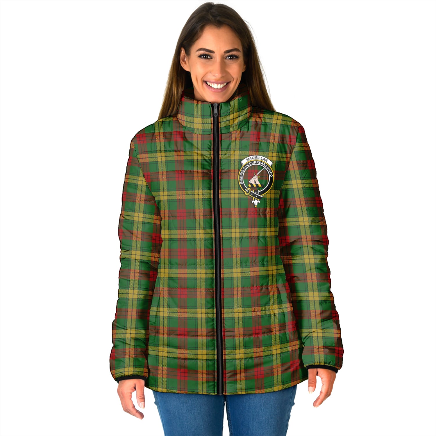 MacMillan Society of Glasgow Tartan Padded Jacket with Family Crest - Tartan Vibes Clothing