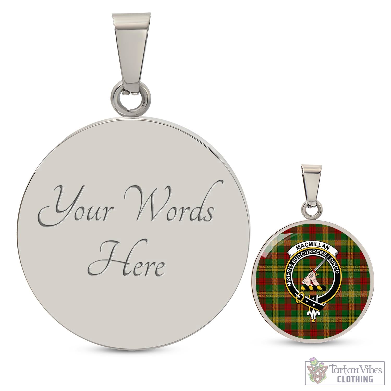 Tartan Vibes Clothing MacMillan Society of Glasgow Tartan Circle Necklace with Family Crest