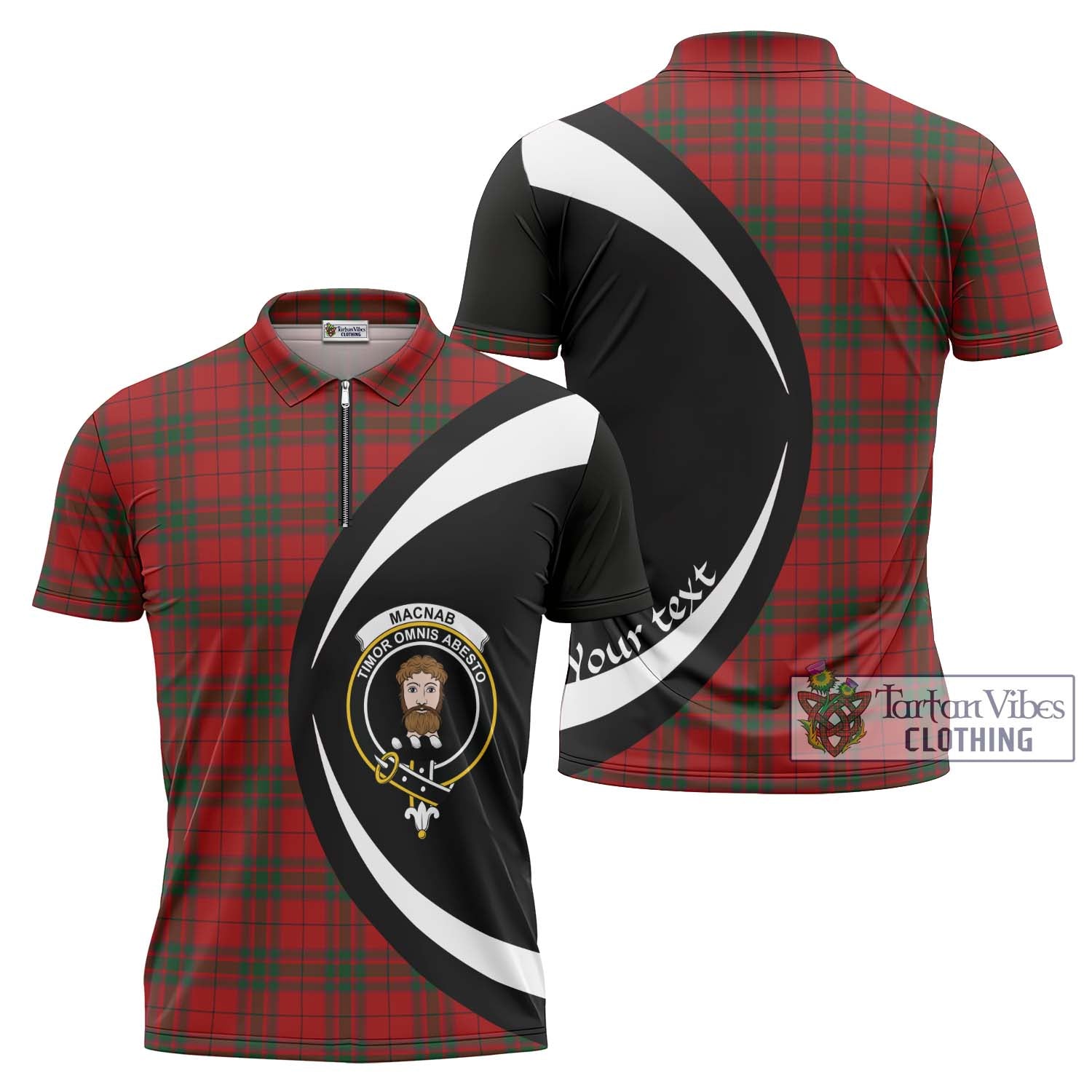 Tartan Vibes Clothing MacNab Tartan Zipper Polo Shirt with Family Crest Circle Style